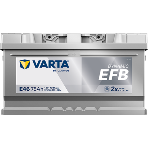 Акумулятор VARTA 12В 75Агод./730А (EN) Dynamic EFB  START&STOP EFB (R+) 315x175x175 B13 - монтажний фланець 10.5мм