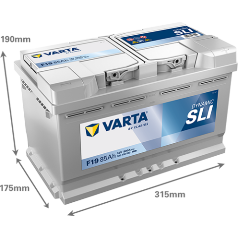 Акумулятор VARTA 12В 85Агод./800А (EN) Dynamic SLI (R+) 315x175x190 B13 - монтажний фланець 10.5мм (пусковий)