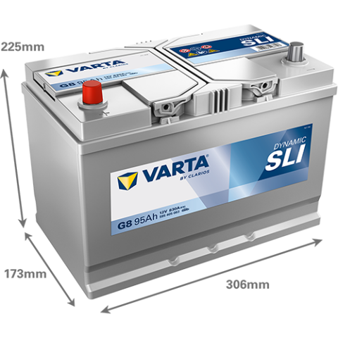 Акумулятор VARTA 12В 95Агод./830А (EN) Dynamic SLI (L+) 306x173x225 B01 - монтажний фланець 10.5мм (пусковий)