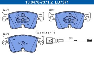 Керамічні гальмівні колодки переднийі, AUDI A3, A3 ALLSTREET CUPRA FORMENTOR, LEON, LEON SPORTSTOURER SEAT LEON, LEON SPORTSTOURER SKODA OCTAVIA IV VW CADDY CALIFORNIA V CAMPER 1.0-2.0D 07.19-