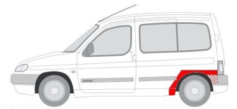 Ремонтна частина крила задній лівий CITROEN BERLINGO I PEUGEOT PARTNER 2D 07.96-10.08 Ремонтна частина крила задній лівий CITROEN BERLINGO I PEUGEOT PARTNER 2D 07.96-10.08