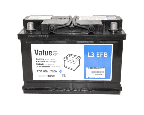 Акумулятор L3 START-STOP EFB 70AH - / + (ємність - 70AH, пусковий струм - 720A) 278*175*190