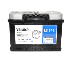Аккумулятор L3 START-STOP EFB 70AH - / + (ёмкость - 70AH, пусковой ток - 720A) 278*175*190 Аккумулятор L3 START-STOP EFB 70AH - / + (ёмкость - 70AH, пусковой ток - 720A) 278*175*190