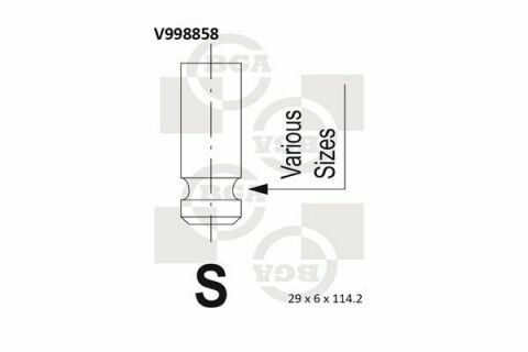 Клапан випуск (29х6х114.2) Mitsubishi Galant/L300 2.0i -03 (4G63)