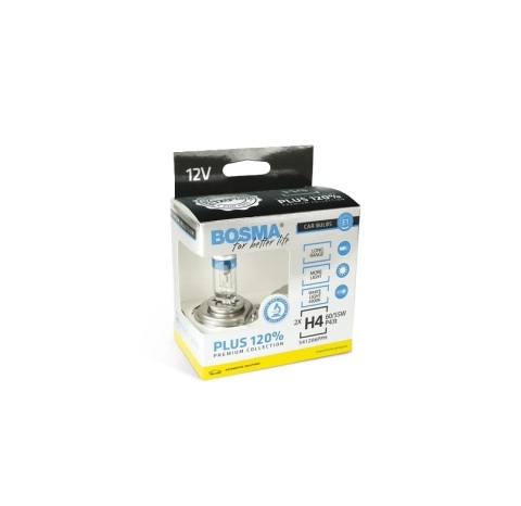 Лампа галогенная H4 12V 60/55W P43T PLUS 120% (комплект)