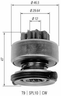 MAGNETI MARELLI Бендікс (z=9) TOYOTA 1.6/1.8: Avensis, Carina, Corolla 1.3 [940113020335]