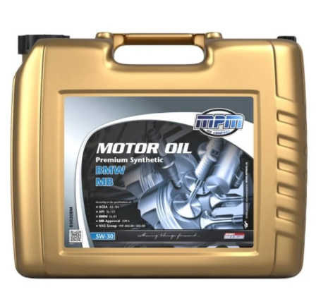 Моторна  олива  MPM  Premium  Synthetic  BMW-MB  5W30  20л.  (ACEA  A3  B4,  API  CF  SL,  BMW  LL-01,  MB  22