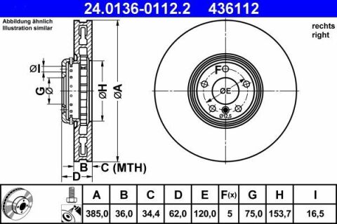 Диск тормозной (передний) BMW X5 (E70/F15/F85)/X6 (E71/E72/F16/F86) 06- (385x36) (R)