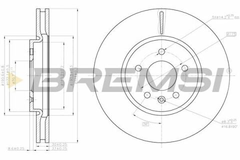 Тормозной диск перед. Astra J 09- (321x30)(5x115)