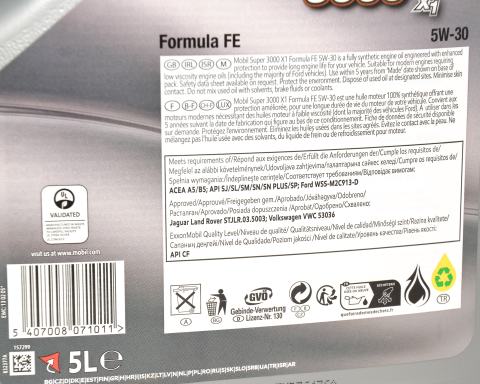 Моторна олива MOBIL Super 3000 X1 Formula FE 5W-30, 5 літрів Моторна олива MOBIL Super 3000 X1 Formula FE 5W-30, 5 літрів