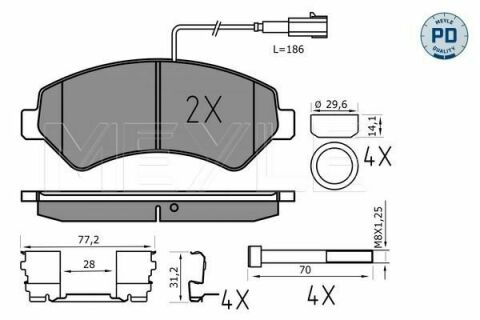 Колодки тормозные (передние) Citroen Jumper/Fiat Ducato/Peugeot Boxer 2.0-3.0HDi 06-R16(с датчиком)