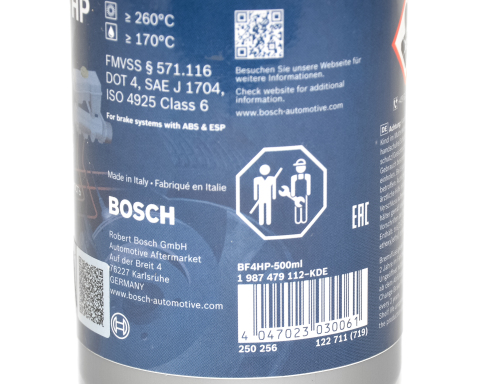 Гальмівна рідина BOSCH DOT4 HP, 0,5 літра