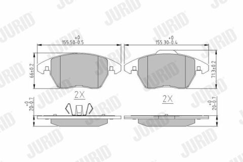 JURID AUDI Торм колодки передн. A1 1.8 TFSI 15-18, SEAT IBIZA IV SC 1.8 TSI Cupra 15-16,  VW BEETLE 2.0 TDI 14-18