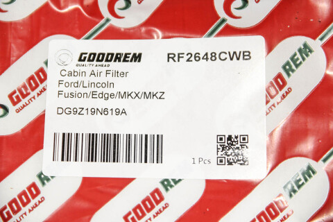 Фільтр салону Ford Fusion 14-20/Edge 15-22/Lincoln Continental/MKX/MKZ (вугільний)