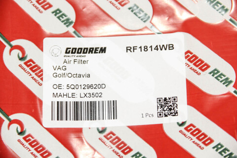 Фільтр повітряний Golf VII 1.6/2.0 TDI 13-/Octavia 1.6/2.0 TDI/1.8 TSI 12- Фільтр повітряний Golf VII 1.6/2.0 TDI 13-/Octavia 1.6/2.0 TDI/1.8 TSI 12-