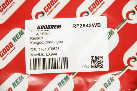Фільтр повітряний Kangoo/Clio/Logan 1.4i 97-