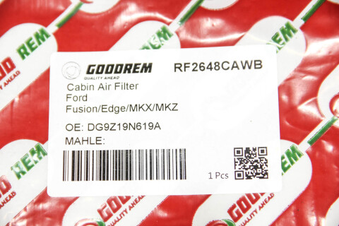 Фільтр салону Ford Fusion 14-20/Edge 15-22/Lincoln Continental/MKX/MKZ (вугільний, антиалергенний) Фільтр салону Ford Fusion 14-20/Edge 15-22/Lincoln Continental/MKX/MKZ (вугільний, антиалергенний)