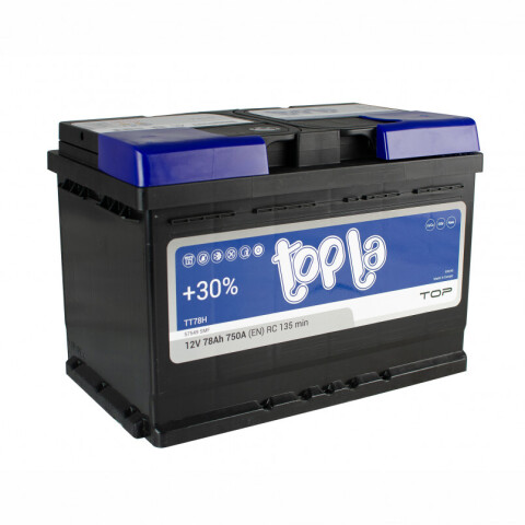АКБ 78 Ah/12V TOP Euro (0) Пусковой 750 (EN) (278х175х190) АКБ 78 Ah/12V TOP Euro (0) Пусковой 750 (EN) (278х175х190)