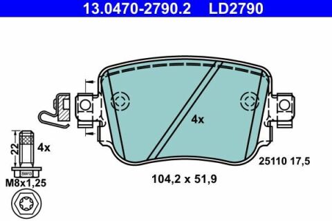 Колодки гальмівні (задні) Audi Q3/Skoda Octavia/Seat Leon/VW Golf/Sharan 12-/Passat B8/Caddy IV 14-