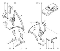 Фіксатор ременя безпеки Renault Clio II