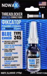Фіксатор різьби Nowax для розбірних з'єднань Nowax Threadlocker Gasketed Connections синій (10гр)