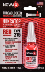 Фіксатор різьби для нерозбірних з'єднань Nowax Threadlocker Non-Gasketed Connections червоний (10гр)