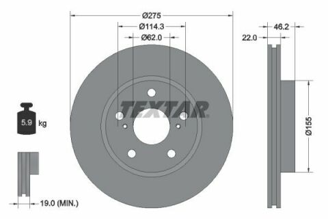 Диск тормозной (передний) Toyota Auris 07-12/ Corolla 07- (275x22) PRO