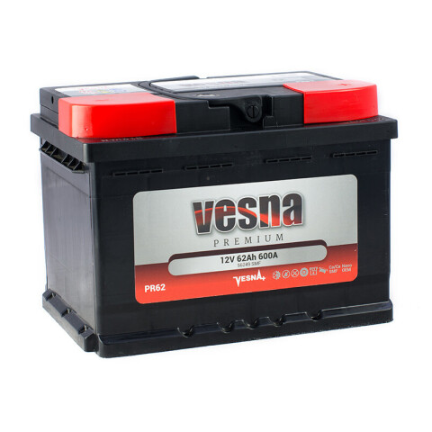 АКБ 62 Ah/12V Vesna Premium Euro(0) Пусковий 600 (EN) (242х175х175)