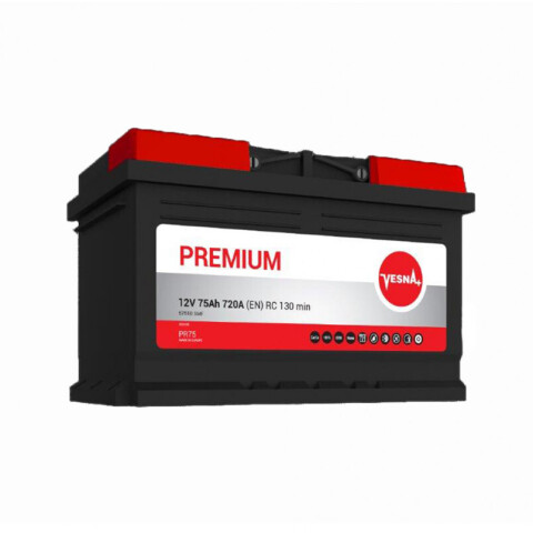 АКБ 75 Ah/12V Vesna Premium Euro(0) (низкий) Пусковой 720 (EN) (278х175х175)