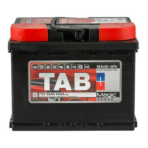 АКБ 66 Ah/12V TAB Magic (0) Euro Пусковой EN(A) 640 (242x175x190)