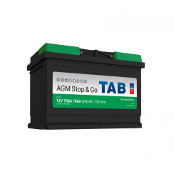 АКБ 70 Ah/12V TAB AGM (0) Euro Пусковой EN(A) (278x175x190)
