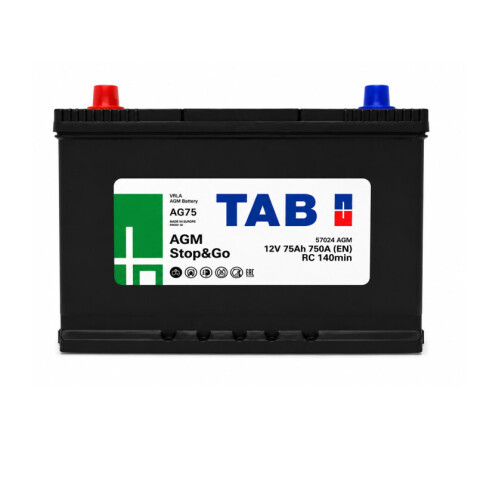 АКБ 75 Ah/12V TAB AGM JIS (1) Пусковой 750 (EN) (269х173х198/218)