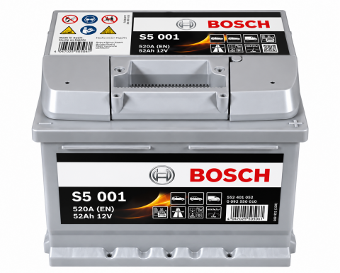 Акумулятор Bosch S5 001 52Ah 520A 12V +R