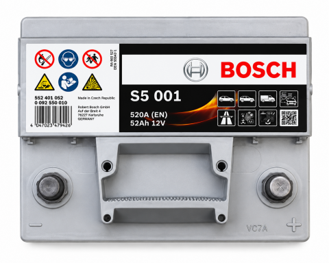 Акумулятор Bosch S5 001 52Ah 520A 12V +R