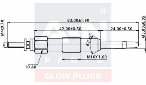 Свеча накаливания (двойная спираль) 11V Croma 1,9TD-96, Ducato 2,8 98-02 IVECO 2,8 CITROEN 2,8 FIAT