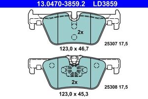 Колодки гальмівні (задні) BMW 1 (F20/F21)/ 2 (F22/F23)/ 3 (F30/F31/F34)/4 (F32/F36) 11- (Bosch) ATE Ceramic