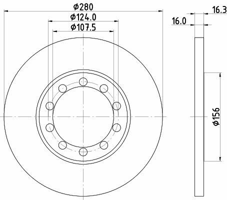 Гальмівний диск зад. Transit V347 06- (H=16mm) Гальмівний диск зад. Transit V347 06- (H=16mm)