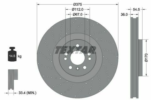 Диск тормозной (передний) MB M-class (W166)/GL-class (X166) 12- (375x36) PRO+