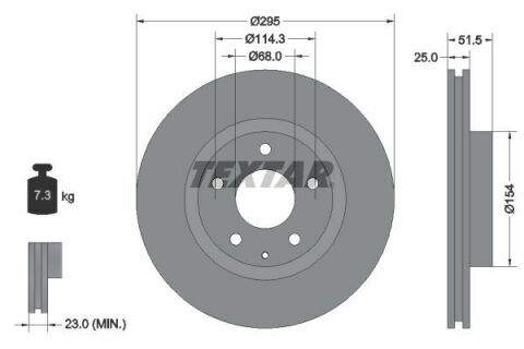 Диск тормозной (передний) Mazda 3 1.5D/2.0/2.2D 13-/CX-3 15- (295x25) PRO