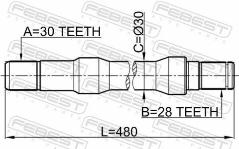 Полуось 30x480x28 Пр. Sorento 02-