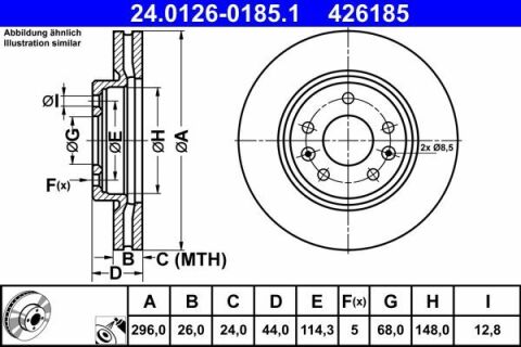 Диск тормозной (передний) Nissan Qashqai II/X-trail 13-/Leaf 14-/Renault Kadjar 13- (296x26) (вент.)