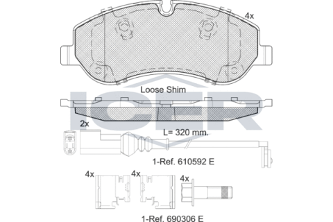 Тормозные колодки (передние) Ford Transit Custom/Tourneo Custom V362 12-/Transit V363 13- (+датчики)