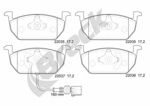 Колодки тормозные (передние) Audi A3/VW Golf VII 12-(с датчиком) (Ate)