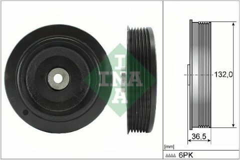 Шкив коленвала Renault Kangoo 1.9D, 97-, 40/47/48kw 6PK