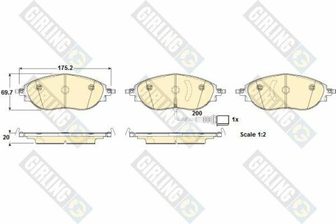 Комплект гальмівних накладок, дискове гальмо