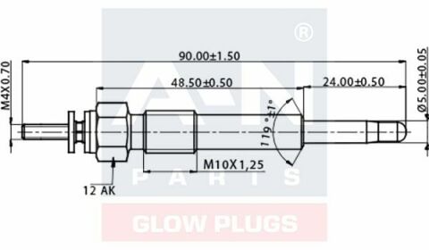 Свічка розжарювання (подвійна спіраль) 5V Isuzu 1,5-2,3d -93Opel Corsa 1,5d -94 OPEL