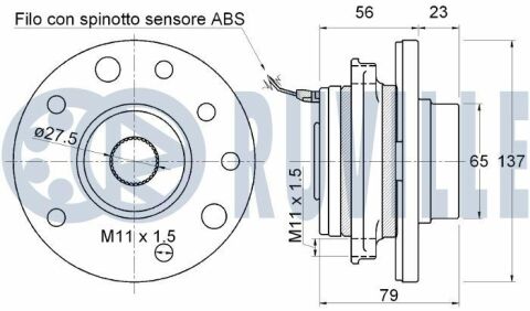 RUVILLE OPEL Подшипник передней ступицы (5отв.) с датчиком ABS Astra H 04-.