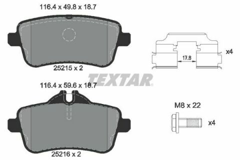 Колодки тормозные (задние) MB M-class (W166)/GL-class (X166) 11-/GLE-class (W166) 15- (TRW) Q+ (116.4x49.8x18.7)