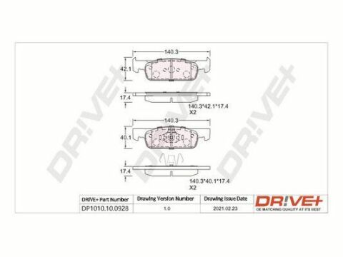 DP1010.10.0928 Drive+ - Гальмівні колодки до дисків