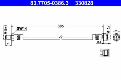 Шланг тормозной (передний) MB Sprinter 06-/E-class (W210)/C-class (W202/W203/W204) 93-14 (L=385mm)